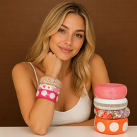 Bracelet large et épais en résine, motif floral à pois coloré, tendance, bijoux fantaisie, cadeaux pour femmes