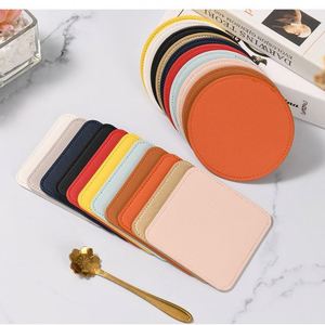 Sous-verre rond en cuir PU personnalisé de 9 cm, imperméable et résistant à la chaleur, pour la table, isolation thermique, décoration pour bols - Product Image 1