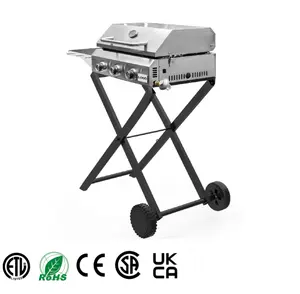 Commerciële Gas Bbq Grill Lpg Gas Barbecue Grill Machine Brander Vlees Fornuis 4-Pits Vlees Koken Grill