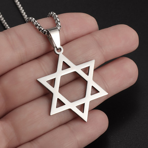 Estrela de David Seis Pontos Estrela Colar Pingente De Aço Inoxidável De Ouro Jewish <span class=keywords><strong>Isael</strong></span> Colares Estrela de David Colar para Homens Mulheres - Product Image 5