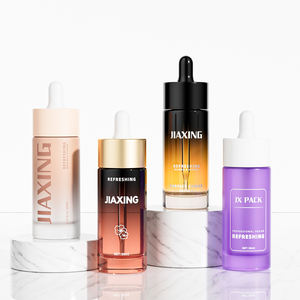 Envase cosmético personalizado redondo plano 1oz 30ml botella de gotero de aceite esencial de <span class=keywords><strong>suero</strong></span> de vidrio negro mate - Product Image 1