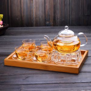 Glass <strong>Tea</strong> <strong>Pot</strong> <strong>Set</strong>,Teapot,Warmer,Cups,Teaware With <strong>Tea</strong> Tray - Product Image 4