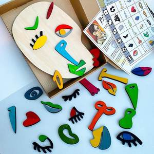 Rompecabezas de madera de <span class=keywords><strong>cara</strong></span> Montessori para niños, juguete educativo para edades tempranas, Arte Abstracto <span class=keywords><strong>Picasso</strong></span>, juego Facial, desarrollo de la inteligencia artística - Product Image 3