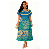 Prix promotionnel Robe pour femme à col à volants, motif tribal polynésien Elei, grande taille 7XL, tendance et décontractée