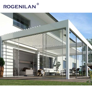 Gazebo <span class=keywords><strong>de</strong></span> Aluminio Ajustable Eléctrico para Jardín Rogenilan AS2047, Pérgola Exterior <span class=keywords><strong>con</strong></span> Puertas Corredizas <span class=keywords><strong>de</strong></span> Vidrio - Product Image 3