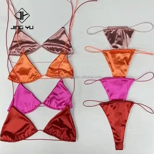 Conjunto de Bikini Personalizado con Cordones, Color Sólido, Traje de Baño Triangular con Tanga para Mujer, Servicio OEM - Product Image 5