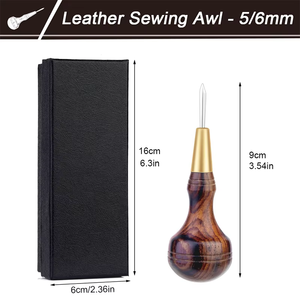 Ahşap Saplı Su Kabağı Deri İşleme Aletleri Manuel Dikiş Sivri Ucu 5/6mm DIY Deri Aletleri El Sanatları Sivri Ucu - Product Image 3