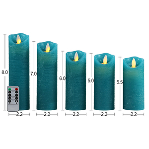 Batterie betriebene LED-Kerzen Blaugrüne flammen lose Kerzen mit tanzender beweglicher Flamme für Dekoration 5er-Set - Product Image 3