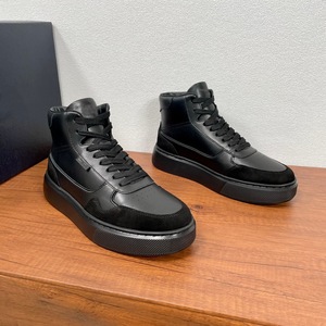 Chaussures de skate pour hommes, baskets en cuir de vache véritable, à lacets, mi-hautes, plates, rétro, faites à la main, légères - Product Image 5