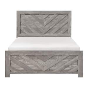 Contemporary Rustic Gray Queen Size Panel Bed with Mattress in a Box by DB, Wooden Bedroom <b>Furniture</b>, Fabric <b>Cover</b>, Polyester Ma - Product Image 1