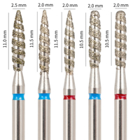 Foret à ongles diamanté de qualité supérieure, forme flamme rainurée, 3/32'', pour nettoyage des cuticules, outil de manucure professionnel pour salon, en promotion
