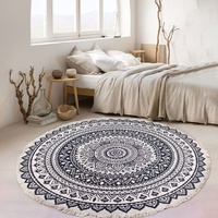 Nordischer Stil Grenzüberschreitender Freizeit-Teppich mit Quasten und Aufdruck, Rutschfester Wohnzimmer-Bodenteppich, Schlafzimmer-Bettvorleger, Maschinenwaschbar