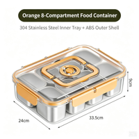 Boîte à goûter hermétique en acier inoxydable 304 sans BPA à 8 compartiments avec poignée, capacité 3-6L, boîte bento scellée pour l'extérieur