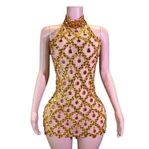Gonne Corte Elastiche in Tulle con Paillettes Diamantate 100% Poliestere per Esibizioni di <span class=keywords><strong>Cantanti</strong></span> e DJ Femminili - Product Image 5
