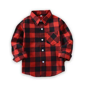 Kinderkleding Lente Herfst Kinderen Lange Mouw Warme Flanellen Shirts Meisjes Katoen Baby Jongens Plaid Fleece Shirt