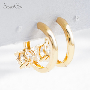 Pendientes de Aro con Diamantes Cultivados en Laboratorio Starsgem, Corte Brillante de 1.0ct, Color E, Oro Sólido de 18K, Chapado en Rodio, Unisex - Product Image 4