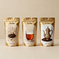 Sachet Doypack Personnalisé Imprimé Qualité Alimentaire Anti-humidité avec Fermeture Zip, pour Sachet de Thé 250g, avec Mylar et Logo Personnalisé