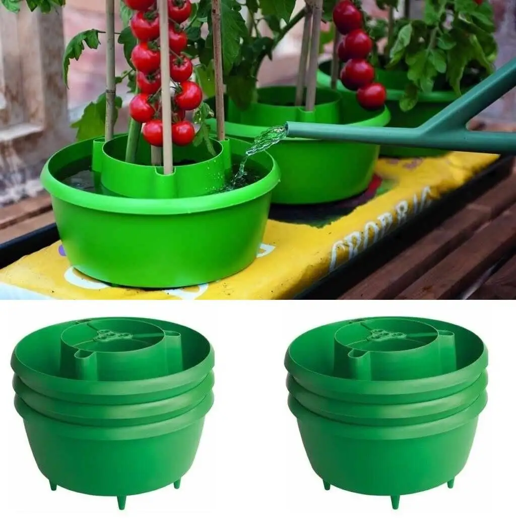 Planta de tomate halos maceta bolsa de cultivo riego plástico redondo Planta de jardín de plástico Tomate Halo Paquete de 3