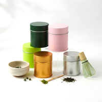 Boîte cylindrique mate en fer blanc pour matcha, conteneur double en métal de qualité alimentaire pour poudres, épices, thé, maison, cuisine, café, en vrac