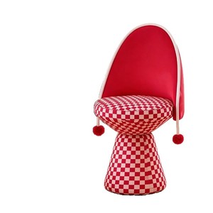 Silla de Salón Giratoria con Respaldo y Patrón a Cuadros, Color Rojo - Product Image 5