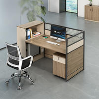 Poste de travail modulaire pliable en panneaux de bois pour 2, 4, 6 ou 8 personnes – Bureau informatique moderne avec cloison et tiroirs de rangement pour bureau