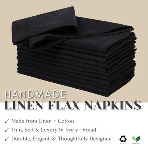 Serviettes de table noires, nappes, linge de table, taille personnalisée 50*50 - Product Image 6