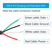 Câble d'alimentation USB A 4 broches mâle 1M/3FT, 5V/2A, câble de données d'alimentation à extrémité ouverte USB 4 broches, étamage de queue, pour équipement USB installé