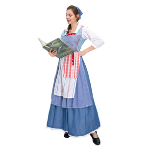 Conjunto de Vestido Dirndl a Cuadros Azul Francés Yi Xiaoyi para Mujer Adulta, Disfraz para el Festival de la Cerveza Primavera 2025, Falda, Delantal y Pañuelo para la Cabeza - Product Image 5