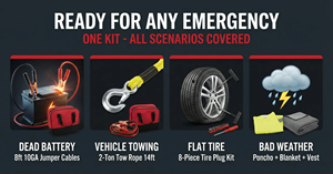 Kit de Asistencia en Carretera para Automóviles, Portátil, 13 Piezas, Juego de Herramientas de Emergencia con Cables de Arranque y Cuerda de Remolque para Autos, Camionetas y SUV - Product Image 6