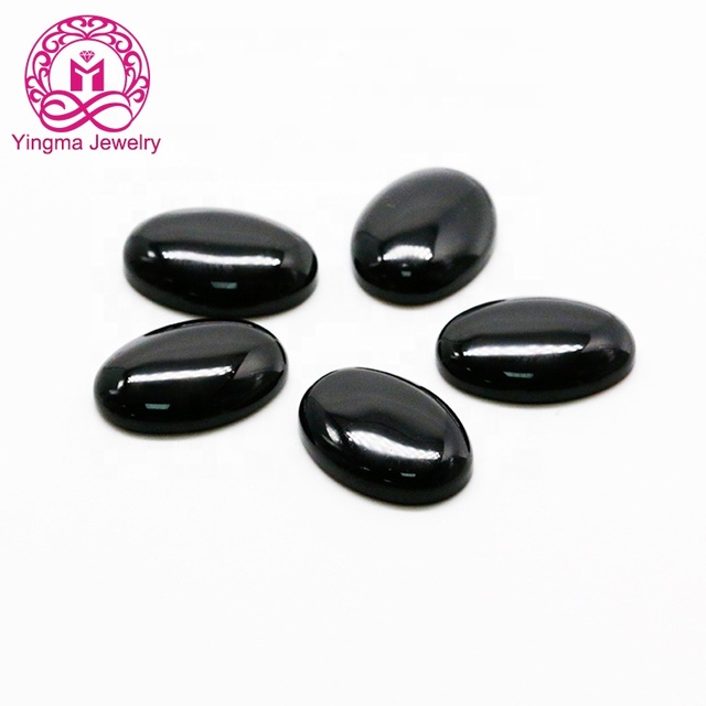 Wholesale High Quality 13*18mm Oval Cabochon Natural Black Onyx Stones
