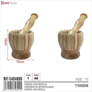* OUTLET * mortaio e pestello di bambù naturale-casa e giardino/articoli per la casa - Product Image 3