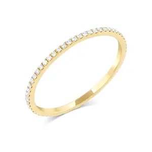 Gemnel halus 925 perak 18k emas vermeil berlian multiwarna halus keabadian band cincin pernikahan