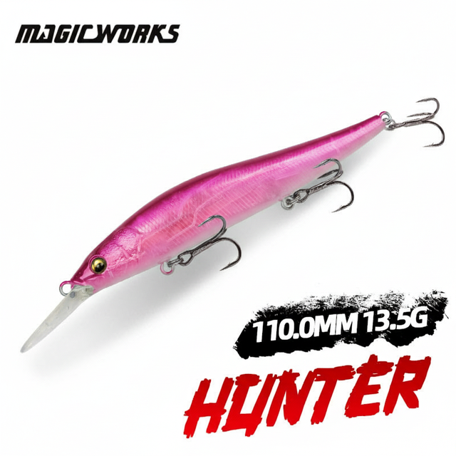 HUNTER 110mm 13.5g Long Casting Minnow Lure Holographic Finish Hard Fishing Lure