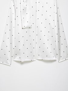 Kemeja wanita lengan panjang bergaya retro, motif polkadot kasual, aksesori syal, mode baru 2026. - Product Image 5