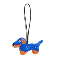 Porte-clés et breloque de sac en perles de verre faites à la main, style vintage MANTU, motif Teckel mignon - Accessoire de bijouterie durable et léger