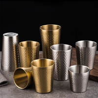 Gobelet à double paroi en acier inoxydable 304, texture hexagonale en nid d'abeille, pour eau, café, bière, pour restaurant, utilisation en extérieur