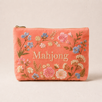 Sac de rangement personnalisé en toile pour tuiles de Mahjong américain, broderie florale lourde, pochette de rangement pour tuiles de Mahjong, accessoires d'usine OEM en gros