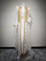 Nouvel ensemble de robes Abaya pour femmes musulmanes, 2 pièces, broderie, cardigan, robe longue, Ramadan, Maroc, Dubaï, Abayas, Kaftan, Vestidos