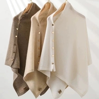 Châle en laine 100%, tricoté épais chaud Poncho femmes Triangle écharpe châle