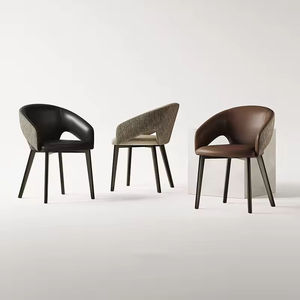 Modern Light Luxury Metal Leg <b>Dining</b> <b>Chair</b> With Curved Cutout Backrest For Hotel Lobby Apartment Restaurant Living Room - Product Image 5