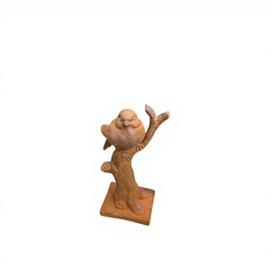 Sculpture d'arbre de vie rouillé avec oiseau pour la décoration de jardin et de ferme, figurine artisanale personnalisable - Product Image 1