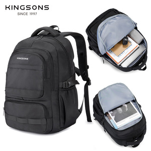 Kingsons Women's <b>Backpack</b> Lightweight 20-35L <b>Business</b> Travel Solid Color Splicing Design Shoulder Strap - Product Image 4