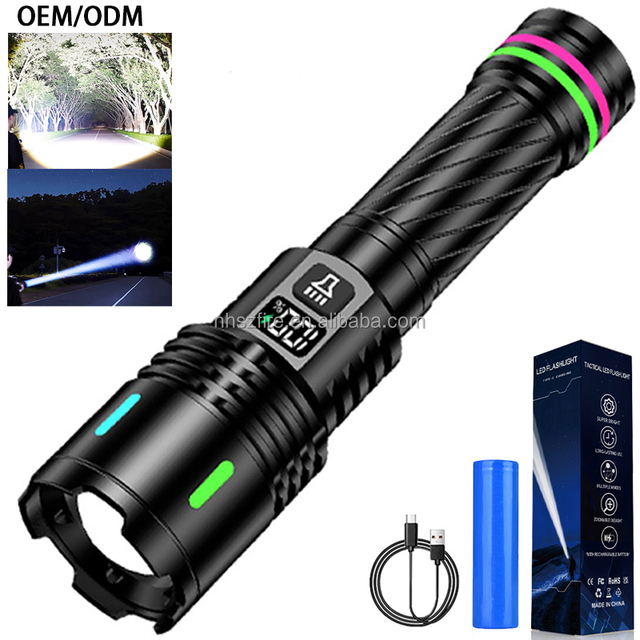 20W White Laser 18650 Lithium Battery High Quality Portable Torchlight Usb c Charge Power Bank Outdoor Emergency Zoom Flashlight