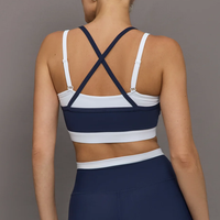 Soutien-gorge de sport pour femme, personnalisé OEM, col en U, bretelles doubles réglables contrastantes, dos croisé, pour yoga, pilates, entraînement quotidien et fitness