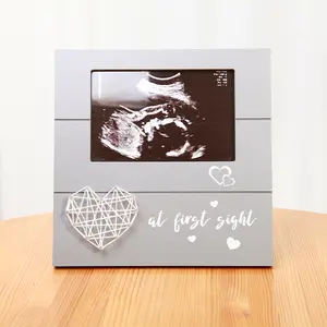 Nuevo diseño Love at First Sight Grey Baby Sonogram Recuerdo Día DE LA MADRE Embarazo Regalos Marco de fotos de madera