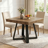 Table à manger carrée Tribesigns de 31,5 pouces pour 4 personnes, table de cuisine en bois rustique avec bord cannelé et base en X pour petit espace