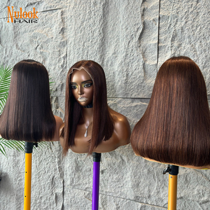 Perruque Courte Bob Pré-découpée Sans Colle 13x4 en Cheveux Humains Naturels de 14 Pouces pour Vente en Gros # 2 # Perruque Bob vietnamienne SDD lisse et droite en 4 couleurs - Product Image 4