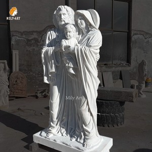 Mily tùy chỉnh thiết kế đá cẩm thạch Thánh Gia đình điêu khắc tượng Tay Chạm Khắc Tôn Giáo phong cách để bán - Product Image 6