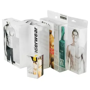 Boîte d'emballage de sous-vêtements en PVC boîte d'emballage de sous-vêtements en PET à haute transparence pour hommes boîte d'emballage avec fenêtre logo transparent