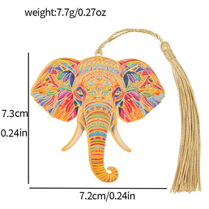 Segnalibro in Lega Smaltata Stile Esotico con Elefante, Vintage <span class=keywords><strong>Etnico</strong></span> Colorato Mandala, con Nappe Dorate - Product Image 4